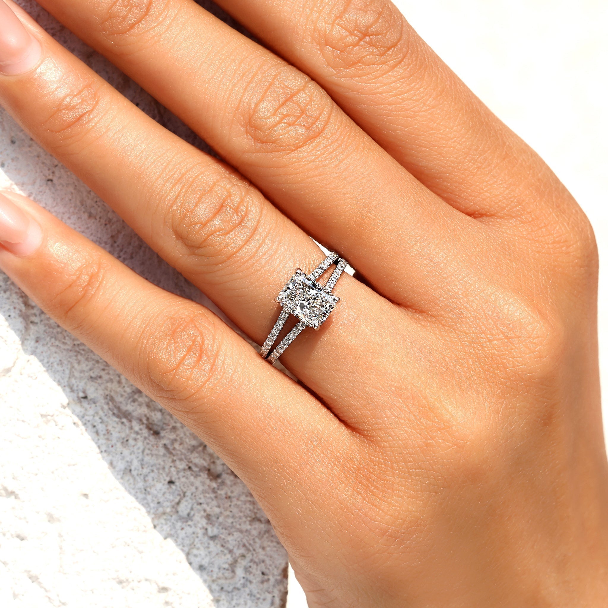 Cushion Hidden Halo Lab Grown Diamond Engagement Ring